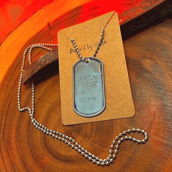 Hello love Klaus, 30 inch necklace military dog tag - Picture 3 of 6